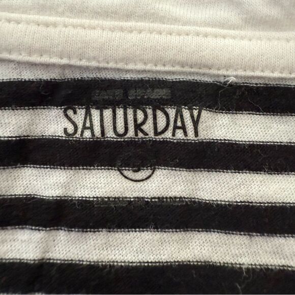 Kate Spade Saturday Muscle Tee Tank Striped Black White Cream Small - Picture 4 of 5